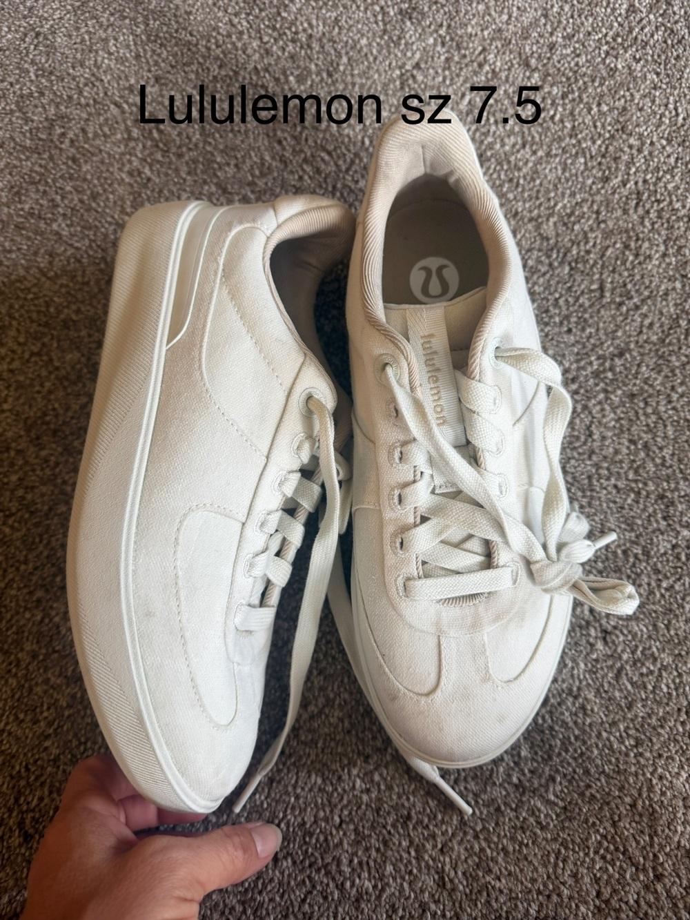 lululemon athletica ladies Canvas Lace-Up Sneakers in Off-White Sz 7.5 - Picture 1 of 1